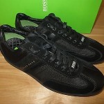 NEW  HUGO BOSS GREEN LABEL STIVEN BLACK LEATHER SHOES SNEAKERS Size 8 US