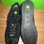 NEW  HUGO BOSS GREEN LABEL STIVEN BLACK LEATHER SHOES SNEAKERS Size 8 US