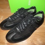 NEW HUGO BOSS GREEN LABEL STREAMETAL NAVY LEATHER SHOES SNEAKERS Size 44