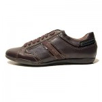 $330 Hugo Boss Black Label Leather Sneakers Brown Mens 12 45 Shoes 11.5 Oxford