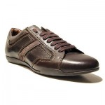$330 Hugo Boss Black Label Leather Sneakers Brown Mens 12 45 Shoes 11.5 Oxford