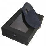 HUGO BOSS GIFT SET Navy Blue Drivers Loafers 7 40 Mens Casual Moccasins .5