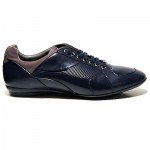 $330 Hugo Boss Black Label Leather Sneakers Navy Mens 10 43 Shoes 9.5 42.5 NIB