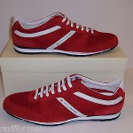 HUGO BOSS ORANGE Orlenno Size 12 M Bright Red Suede & Mesh Sneakers Mens Shoes