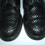 COLE HAAN made in ITALY Black Woven Leather Oxfords 9.5 D Basketweave