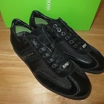 NEW HUGO BOSS GREEN LABEL STREAMETAL NAVY LEATHER SHOES SNEAKERS Size 44