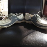 Cole Haan Men’s Size 11 M White Leather & Blue Suede Yacht shoes – Vibram sole
