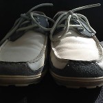 Cole Haan Men’s Size 11 M White Leather & Blue Suede Yacht shoes – Vibram sole