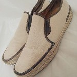 Cole Haan Canvas Slip Ons  Leather Trim Woven Bottom Rubber Sole Mens Size 15M