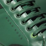 $225 Hugo Boss GREEN APACHE Leather Fashion Sneakers 11 44 Mens Kicks 10.5 44.5