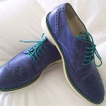 Cole Haan Hamilton Wingtip Mens Size 11.5 Blue Antiqued Leather