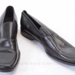 Hugo Boss 9.5 Black leather slip on square toe venetian loafer shoe new GTQ545
