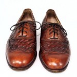 COLE HAAN Mens 9 D ITALIAN Brown Woven Leather WingTip Casual Dress Shoes 1621