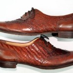 COLE HAAN Mens 9 D ITALIAN Brown Woven Leather WingTip Casual Dress Shoes 1621