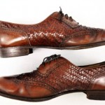 COLE HAAN Mens 9 D ITALIAN Brown Woven Leather WingTip Casual Dress Shoes 1621