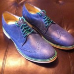 Nwob Cole Haan Hamilton Wingtip Mens Size 13 Blue Antiqued Leather