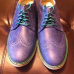 Nwob Cole Haan Hamilton Wingtip Mens Size 13 Blue Antiqued Leather