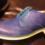 Nwob Cole Haan Hamilton Wingtip Mens Size 13 Blue Antiqued Leather
