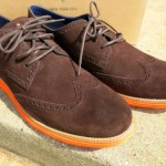 NEW Cole Haan Lunargrand Wingtip Dark Brown Orange Suede Oxford Shoes Size 6.5 M