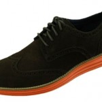 Cole Haan Lunargrand Wing Tip Dark Brown Sand/Orange Mens Suede Shoe Size 9.5