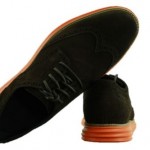 Cole Haan Lunargrand Wing Tip Dark Brown Sand/Orange Mens Suede Shoe Size 9.5