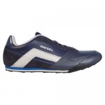 Diesel Mens Step Gear Blue  Leather Lace Up Sneakers Shoes
