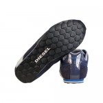 Diesel Mens Step Gear Blue  Leather Lace Up Sneakers Shoes