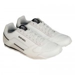 Diesel Mens Step Gear White Black Leather Lace Up Sneakers Shoes