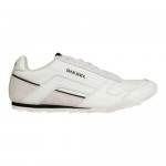 Diesel Mens Step Gear White Black Leather Lace Up Sneakers Shoes