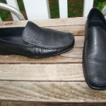 HUGO BOSS BLACK LEATHER THIN LOAFER SLIP ONS MENS SIZE 8.5