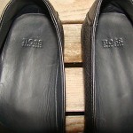 HUGO BOSS BLACK LEATHER THIN LOAFER SLIP ONS MENS SIZE 8.5