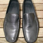 HUGO BOSS BLACK LEATHER THIN LOAFER SLIP ONS MENS SIZE 8.5