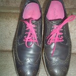 Cole Haan C11078 Cooper Square Charcoal brogue wingtip oxfords pink laces sz 9.5