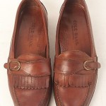 COLE HAAN BROWN LEATHER HANDSEWN LOAFERS BUCKLE FRINGE SZ 12M