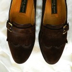 Mens~ COLE HAAN ~ Size 9.5 M  Coffee Brown Suede Leather Kilted Slip On Loafer