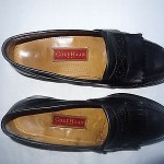 COLE HAAN City Men’s BLACK Fringe LEATHER Slip-On Loafers Shoes – Size 8.5M