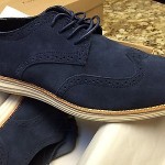 Men’s Cole Haan Lunargrand Wingtip Navy Blue Suede Casual Shoes C10227