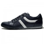 $275 Hugo Boss Leather Fashion Sneakers Navy Blue Mens 13 46 Shoes 12.5 47 Kicks