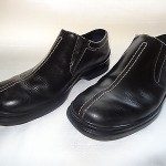 COLE HAAN Nike Air Men’s BLACK Leather Center Split Loafer Shoes – Size 8.5M