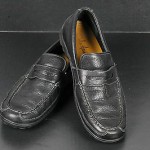 Cole Haan Men’s Penny Loafer Driving Moccasin Pebbled Black Leather 10M