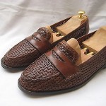 COLE HAAN  BROWN LEATHER BASKET WOVEN PENNY LOAFERS MEN’S  11 MEDIUM