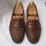 COLE HAAN  BROWN LEATHER BASKET WOVEN PENNY LOAFERS MEN’S  11 MEDIUM