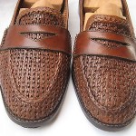 COLE HAAN  BROWN LEATHER BASKET WOVEN PENNY LOAFERS MEN’S  11 MEDIUM