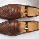 COLE HAAN  BROWN LEATHER BASKET WOVEN PENNY LOAFERS MEN’S  11 MEDIUM