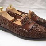 COLE HAAN  BROWN LEATHER BASKET WOVEN PENNY LOAFERS MEN’S  11 MEDIUM