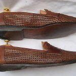 COLE HAAN  BROWN LEATHER BASKET WOVEN PENNY LOAFERS MEN’S  11 MEDIUM