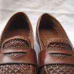 COLE HAAN  BROWN LEATHER BASKET WOVEN PENNY LOAFERS MEN’S  11 MEDIUM