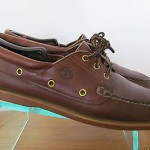Mens sz 12 D brown leather Timberland rustic casual slip on lace tie boat shoes