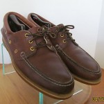 Mens sz 12 D brown leather Timberland rustic casual slip on lace tie boat shoes