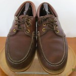 Mens sz 12 D brown leather Timberland rustic casual slip on lace tie boat shoes